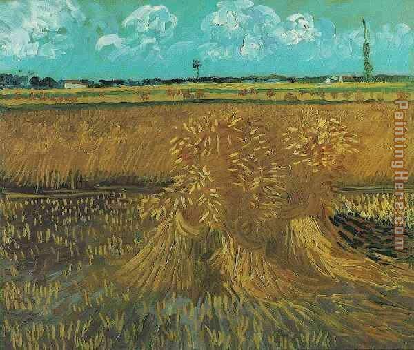 Wheat Field with Sheaves painting - Vincent van Gogh Wheat Field with Sheaves art painting